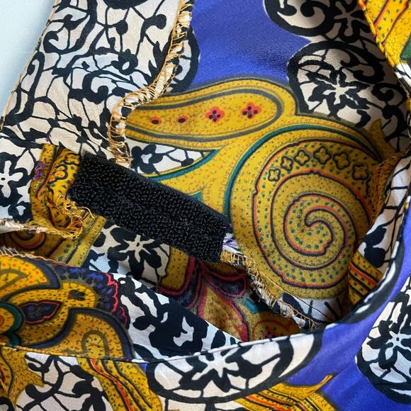 Vintage Blouse Size 6 Gold Purple Paisley Art Print Secretary Button Boho 90s - Picture 7 of 13